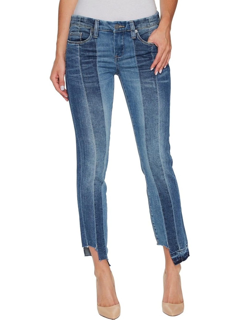Blank NYC Two-Tone Panel Ankle Jeans in Blue